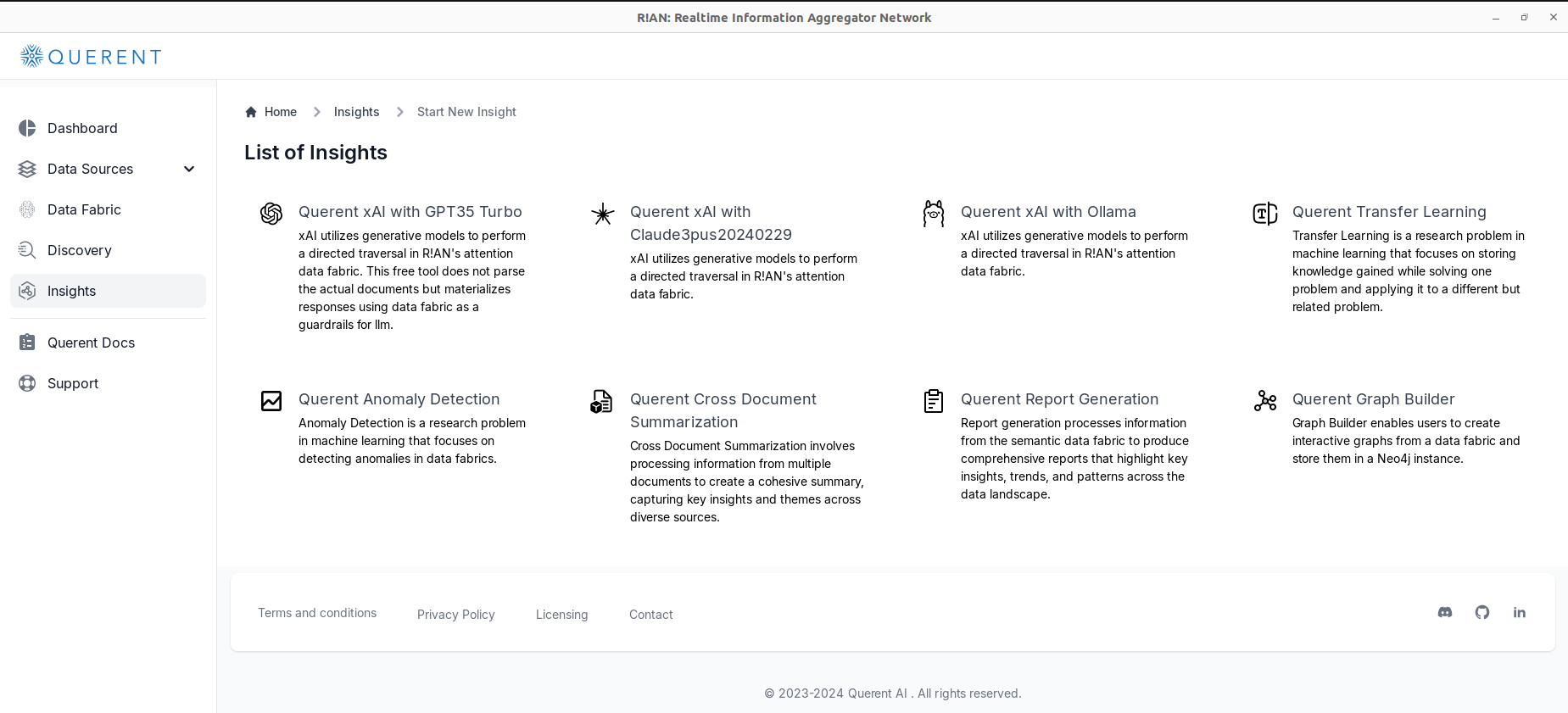 R!AN Dashboard - List of Insights